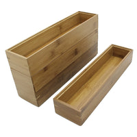 Cathay Importers Bamboo Stackable Rect Organizer 12"W x 3"D x 2"H - Natural - 4 Pack-Dimensions: 2" H x 12" W x 3" D. Sold as a set of 4. Baskets are the same size