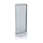 Azar Displays 20" x 8" 2-Sided Revolving Pegboard Counter Unit, Clear (700508-CLR)-Two-sided display stands on a clear plastic revolving base, providing easy customer access