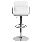 Flash Furniture Contemporary Quilted Vinyl Adjustable Height Barstool with Arms & Chrome Base - White-Contemporary Style Stool