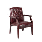 Nicer Furniture Traditional Style Vinyl Button Tufted Guest Chair - Burgundy-Classic traditional button tufted styling.
