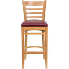 Flash Furniture HERCULES Series Ladder Back Natural Wood Restaurant Barstool - Burgundy Vinyl Seat-Wood Barstool