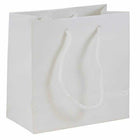 JAM Paper Gift Bags with Rope Handles - Small Square - 6.5" x 6.5" x 3.5"- White Glossy - 100 Pack-Color: White