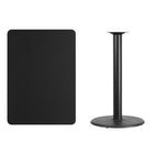 Flash Furniture 30'' x 42'' Rectangular Laminate Table Top, Black with 24'' Round Bar-Height Table Base (XUBK3042TR24B)-Black Laminate Top