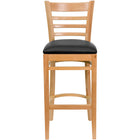Flash Furniture HERCULES Series Ladder Back Natural Wood Restaurant Barstool - Black Vinyl Seat-Wood Barstool