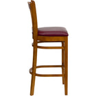 Flash Furniture HERCULES Series Vertical Slat Back Cherry Wood Restaurant Barstool - Burgundy Vinyl Seat-Vertical Slat Back Design