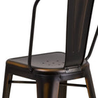 Tabouret à hauteur de comptoir pour l'intérieur et l'extérieur de 24 po haut. en métal cuivré vieilli avec dossier-Renfort transversal sous le siège pour plus de stabilité