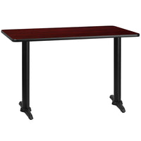Flash Furniture – Table en stratifié acajou de 30 x 48 po avec 2 bases de 5 x 22 po (XUMA3048T0522)-Table d'hospitalité