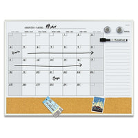 Quartet Slim Aluminum Frame Dry-Erase Combo Calendar - 17" x 23"'-Steel whiteboard/cork bulletin board, ideal for placement in occasional use in small or home offices