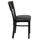 Flash Furniture HERCULES Series Black 3 Circle Back Metal Restaurant Chair - Walnut Wood Back, Black Vinyl Seat - 2 Pack-Black Vinyl Upholstered Seat