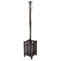 Winsome Memphis Coat Tree and Umbrella Rack, Cappuccino-Perfect for your front entry way to greet your coats, umbrellas or hats.  Comes with four double hooks and storage rack.  Double metal hooks made of zinc alloy with satin nickel finish.