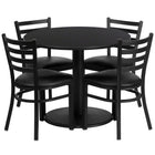 Flash Furniture 36" Round Black Laminate Table Set with Round Base & 4 Ladder Back Metal Chairs - Black Vinyl Seat-Table and Chair Set