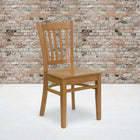 Flash Furniture HERCULES Series Vertical Slat Back Natural Wood Restaurant Chair - 2 Pack-Mortise and Tenon Style Construction with metal wood screw reinforcements