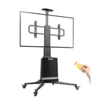 North Bayou Height-Adjustable Electric Mobile TV Cart-Navigate your TV effortlessly around any space with the robust and smooth-rolling wheels. The locking mechanism ensures stability once you've found the perfect spot.