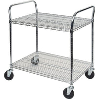 Kleton Wire Mesh Utility Cart, Chrome Plated, 18" x 45" x 60", 800 Lbs. Capacity-Capacity: 800 lbs.
