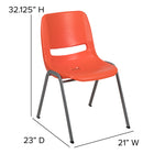 Flash Furniture HERCULES Series Orange Ergonomic Shell Stack Chair with Grey Frame-Designed for Commercial Use