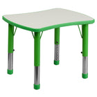 Flash Furniture 21.875"W x 26.625"L Rectangular Green Plastic Height Adjustable Activity Table with Grey Top-Popular Rectangular Activity Table