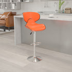 Flash Furniture Contemporary Cozy Mid-Back Orange Vinyl Adjustable Height Barstool with Chrome Base-Height Adjustable Seat with Gas Lift