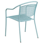 Flash Furniture Commercial Grade Indoor-Outdoor Steel Patio Arm Chair with Round Back - Sky Blue-Integrated Arms