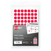 Avery Removable Colour Coding Labels - 1/2" - Red - 420 Pack-Colourful labels to easily identify items