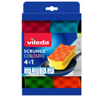 Vileda Scrunge Colours Scrub Sponge - 4 Pack-Double wave shape for easy holding, wiping and scrubbing