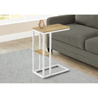 Monarch Specialties 3677 Accent Table - 25"H/Natural/White Metal-Features a natural wood-look rectangular tabletop and a metal frame with a small secondary shelf