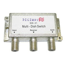 Digiwave DGSSW21 Multiswitch for Satellite Dish (2 in 1 out), 0.8" x 2.1" x 2.8", Silver-Digiwave SW-21 Multiswitch for Dishnet Receiver allows to receive signals from different satellites