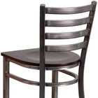 Flash Furniture HERCULES Series Clear Coated Ladder Back Metal Restaurant Barstool - Walnut Wood Seat-.625'' Thick Plywood Seat