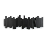Umbra Sticks Multi Hook, Black-Molded wall hook with five flip-down hooks