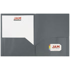 JAM Paper Plastic POP Two Pocket Folders, Grey, 12 Pack (382Egyg)-12 per pack