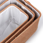 Truu Design Boho Storage Basket, Set of 3, 15 x 7.5 inches, Orange/Neutral-Collapsible for easy storage and space-saving solution when not in use