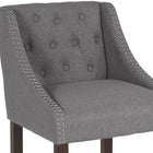 Flash Furniture Carmel Series 24" High Transitional Tufted Walnut Counter Height Stool with Accent Nail Trim - Dark Grey Fabric-CA117 Fire Retardant Foam