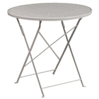 30'' Round Light Grey Indoor-Outdoor Steel Folding Patio Table Set with 2 Square Back Chairs [CO-30RDF-02CHR2-SIL-GG]-Designed for Indoor and Outdoor Use