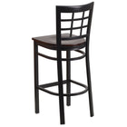 Flash Furniture HERCULES Series Black Window Back Metal Restaurant Barstool - Walnut Wood Seat-Walnut Finished Wood Seat