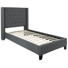 Flash Furniture Riverdale Twin Size Tufted Upholstered Platform Bed - Dark Grey Fabric-Panel Headboard