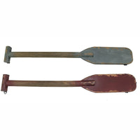 Cathay Importers Rustic Wood Paddle Wall Decor, Antique Burgundy and Blue, Small, 2 Pack (EC-09-0715)-31.5"W x  1.5"D x 4"H