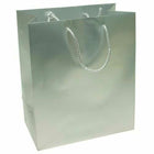 JAM Paper Foil Gift Bags with Rope Handles - Medium - 8" x 10" x 4" - Silver - 100 Pack-Color: Silver