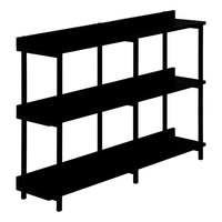 Monarch Specialties 2219 48"L Accent Table - Black/Black Metal Hall Console-3-tier console table featuring a long, rectangular tabletop and 2 storage shelves in a black finish