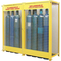 Kleton Gas Cylinder Cabinets, 20 Cylinder Capacity, 88" W x 30" D x 74" H, Yellow-Colour: Yellow