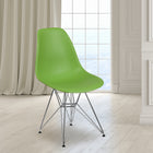 Flash Furniture Elon Series Green Plastic Chair with Chrome Base-Waterfall Seat Reduces Leg Strain
