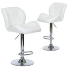 Nicer Furniture Tripatch Height Adjustable Bar Stool - White - Set of 2-Thick padded cushion, stylish and modern