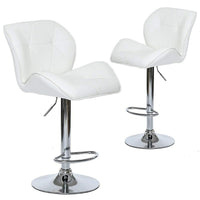 Nicer Furniture Tripatch Height Adjustable Bar Stool - White - Set of 2-Thick padded cushion, stylish and modern