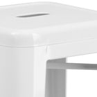 Flash Furniture - Tabouret de bar intérieur / extérieur de 30 po haut en métal blanc sans dossier avec siège carré-Quantité de pile: 4-8