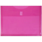 JAM Paper Plastic Envelopes with Hook & Loop Fastener, 1 Expansion, Letter Booklet, Fuchsia Pink Poly, 12 Pack (218V1fu)-Plastic envelopes