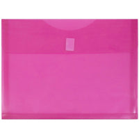 JAM Paper Plastic Envelopes with Hook & Loop Fastener, 1 Expansion, Letter Booklet, Fuchsia Pink Poly, 12 Pack (218V1fu)-Plastic envelopes