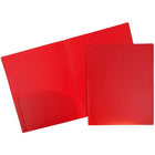 JAM Paper Plastic Heavy Duty Two Pocket Folders, Red, 12 Pack (383Hredg)-Red