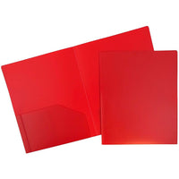 JAM Paper Plastic Heavy Duty Two Pocket Folders, Red, 12 Pack (383Hredg)-Red