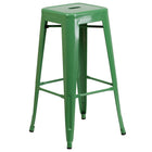 30'' Round Green Metal Indoor-Outdoor Bar Table Set with 4 Square Seat Backless Barstools (CH-51090BH-4-30SQST-GN-GG)-4