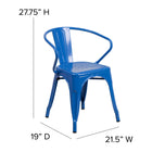Flash Furniture Chaise pour intérieur / extérieur en métal bleu avec appuis-bras-Les capuchons en plastique sur les entretoises protègent le fini quand on les empile.