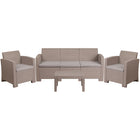 Flash Furniture 4 Piece Outdoor Rattan Set with 3 Seat Sofa, Light Grey (DADSF113TCRC)-Contemporary Outdoor Seating Set