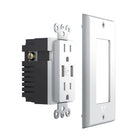 Geeni Smart Wi-Fi Wall Outlet With 2 Plugs and 2 USB Ports - White-Allows you to plan timers for plugged-in devices within your home, give each outlet a unique name and use them separately